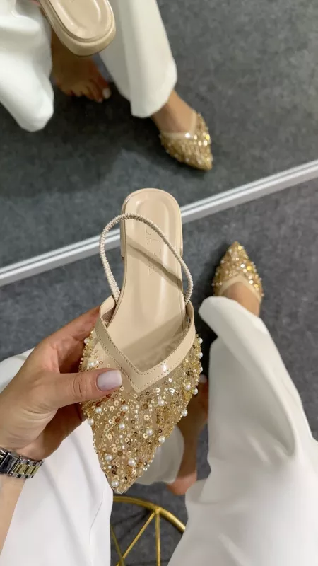 Nude Payetli Tüllü Babet 