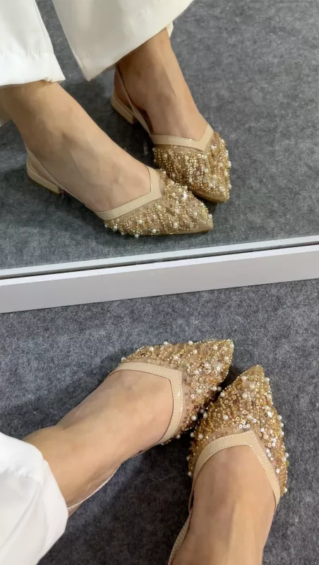 Nude Payetli Tüllü Babet 