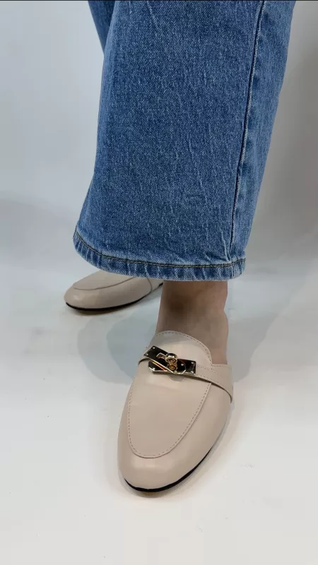 Krem Gold Tokalı Terlik