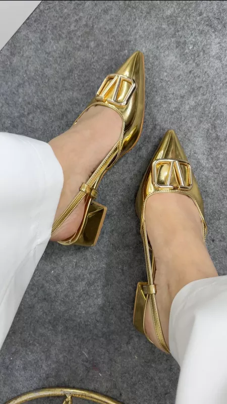 Gold Topuklu Babet