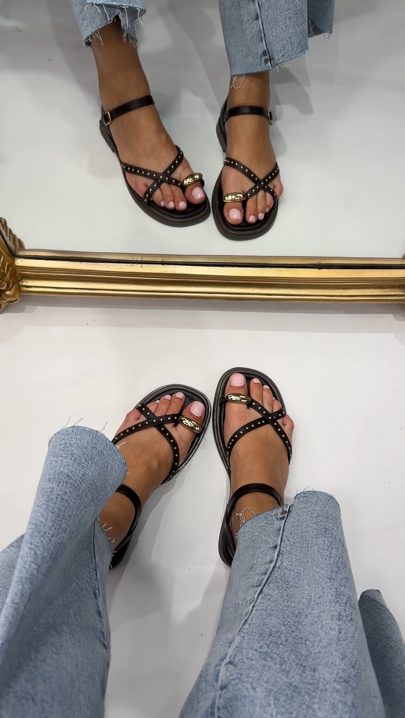 Acı Kahve Zımba Detaylı Sandalet - Akça Shoes
