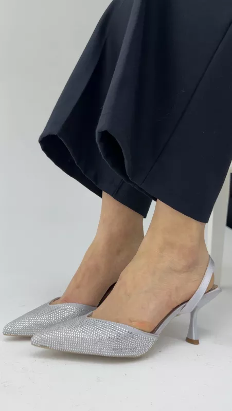 Gümüş Taşlı Topuklu 