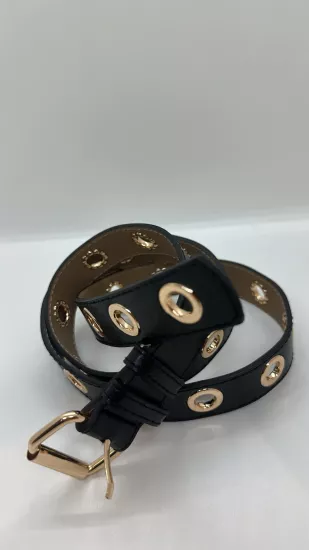 Siyah Gold Delikli Kemer