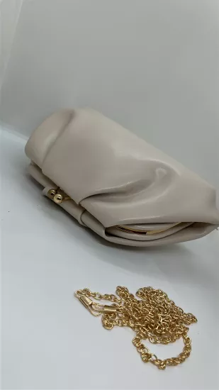 Krem Büzgülü Çanta