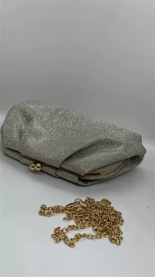 Gold Simli Büzgülü Çanta