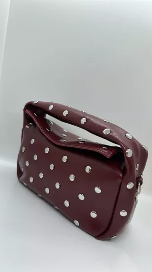 Bordo Zımba Detaylı Çanta