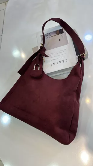 Bordo Süet Kemer Askılı Çanta