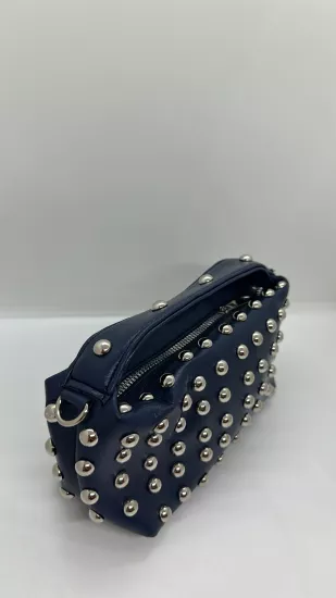 Lacivert Zımba Detaylı Mini Çanta