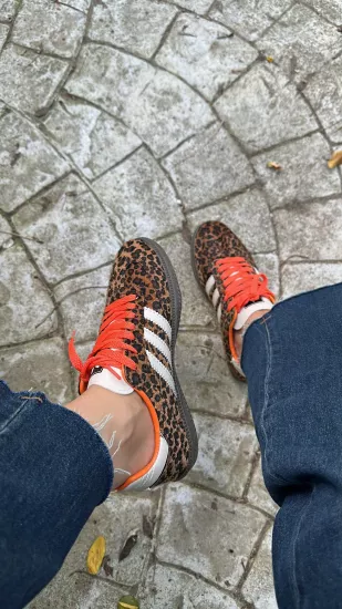 Kahve Leopar Desenli Spor Ayakkabı