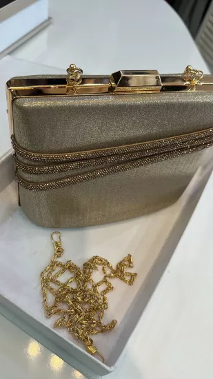 Gold Saten Abiye Çanta