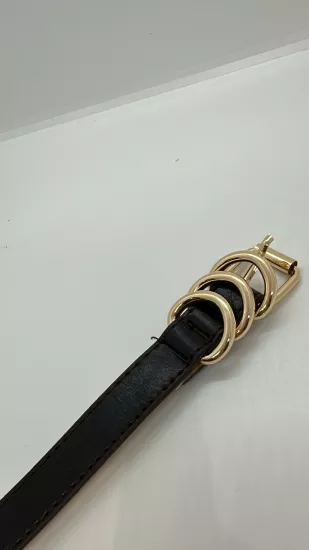 Siyah Gold Detaylı Kemer