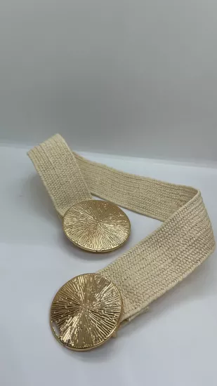 Gold Detaylı Hasır Kemer 