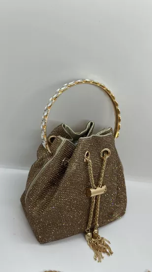 Gold Taşlı Mini Çanta