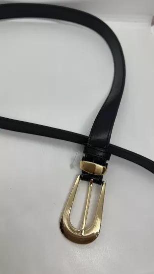 Siyah Gold Detaylı Kemer 