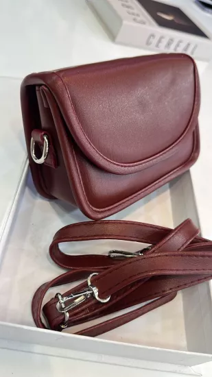 Bordo Kare Mini Çanta
