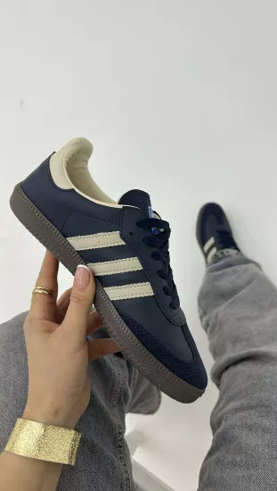 Lacivert Krem Şeritli Spor Ayakkabı 