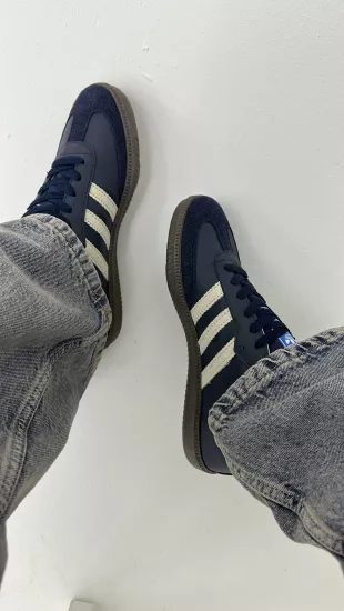 Lacivert Krem Şeritli Spor Ayakkabı 
