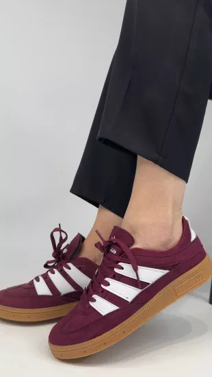 Bordo Şeritli Spor Ayakkabı