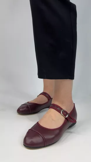 Bordo Yumuşacık Deri Babet 