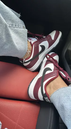 Bordo Beyaz Dunk Spor Ayakkabı