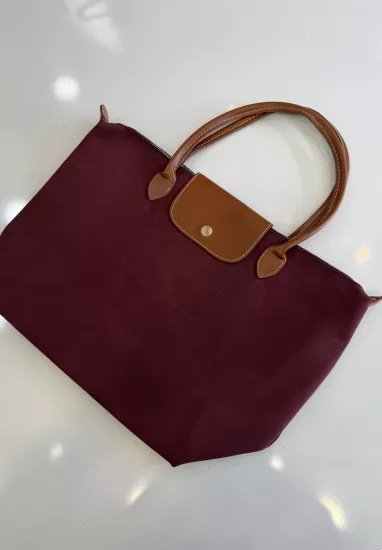 Bordo Süet Büyük Boy Çanta