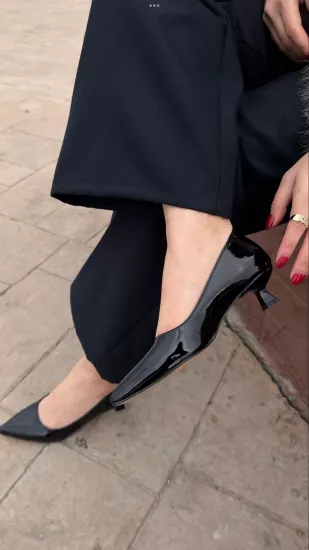 Sşyah Rugan Mini Topuklu Stiletto 
