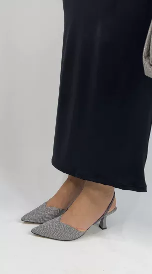 Antrasit Simli Topuklu Ayakkabı