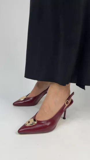 Bordo Tokalı Topuklu Ayakkabı