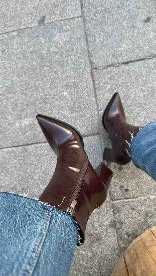 Acı Kahve Parlak Bootie 