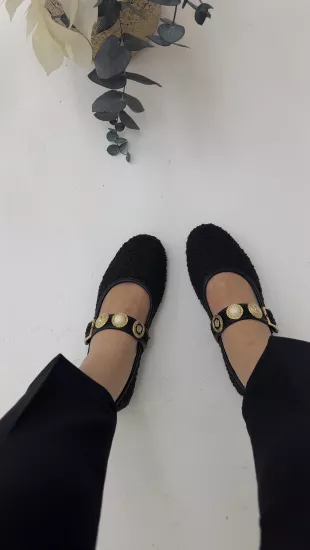 Siyah Peluş Babet 