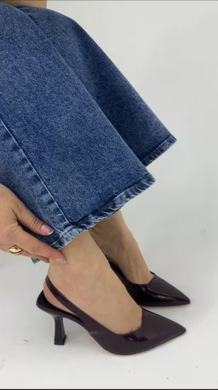 Koyu Bordo Rugan Topuklu 