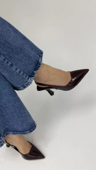 Koyu Bordo Rugan Topuklu 
