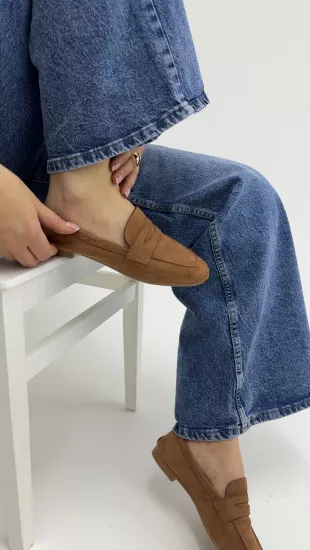 Yumuşak Dokulu Süet Babet - Taba renk