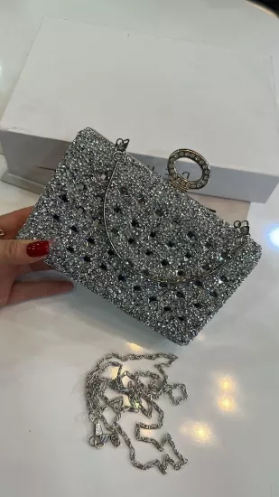 Gümüş Taşlı Abiye Çanta 