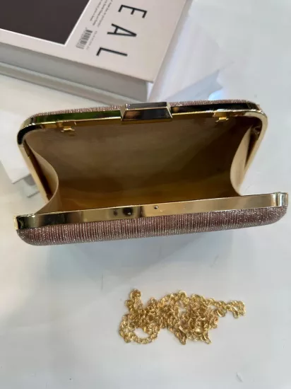 Rose Gold Simli Abiye Çanta