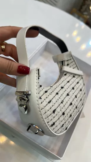 Beyaz Simli Mini Çanta 