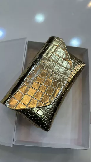 Kroko Desenli Gold Çanta
