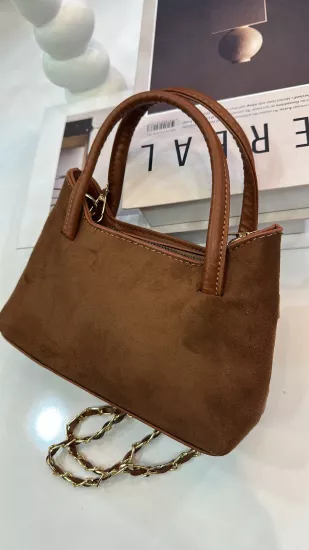 Taba Deri Detaylı Süet Çanta 