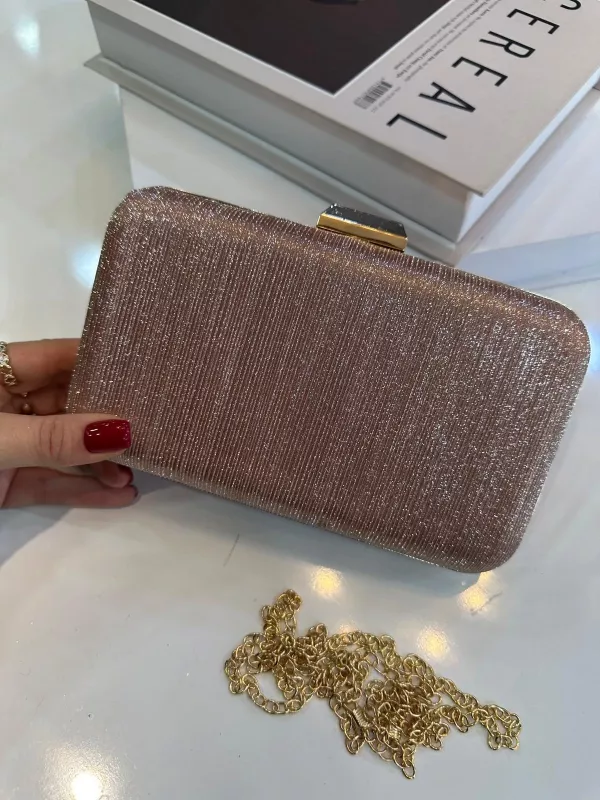 Rose Gold Simli Abiye Çanta