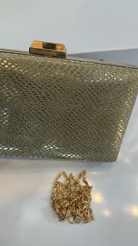 Gold Desenli Abiye Çanta 