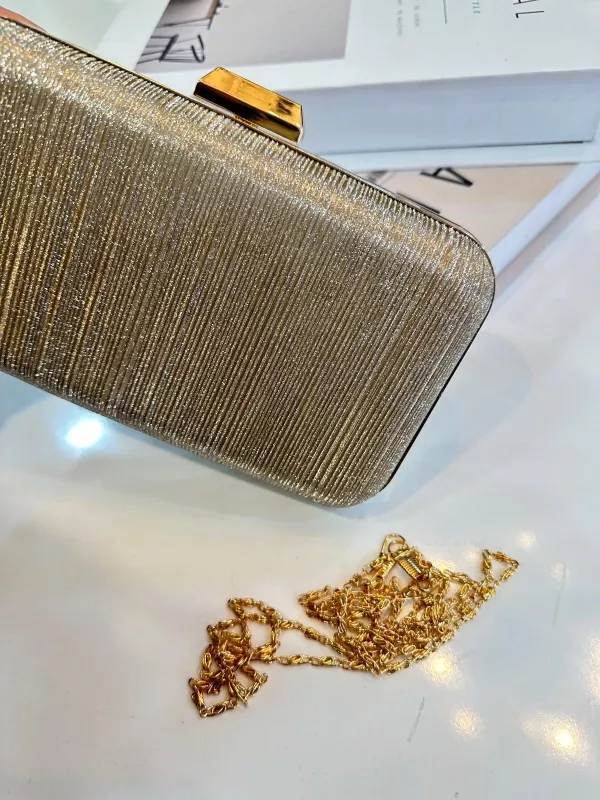 Gold Simli Abiye Çanta 