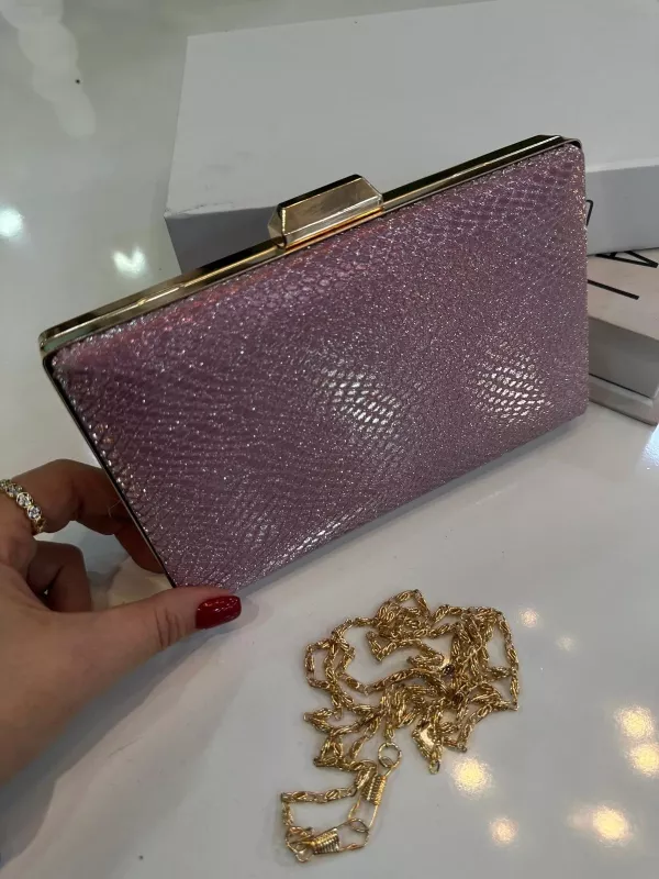 Pembe Desenli Abiye Çanta