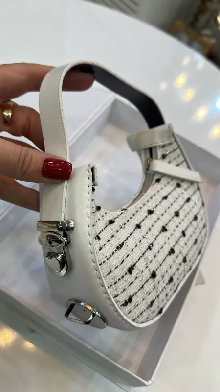 Beyaz Simli Mini Çanta