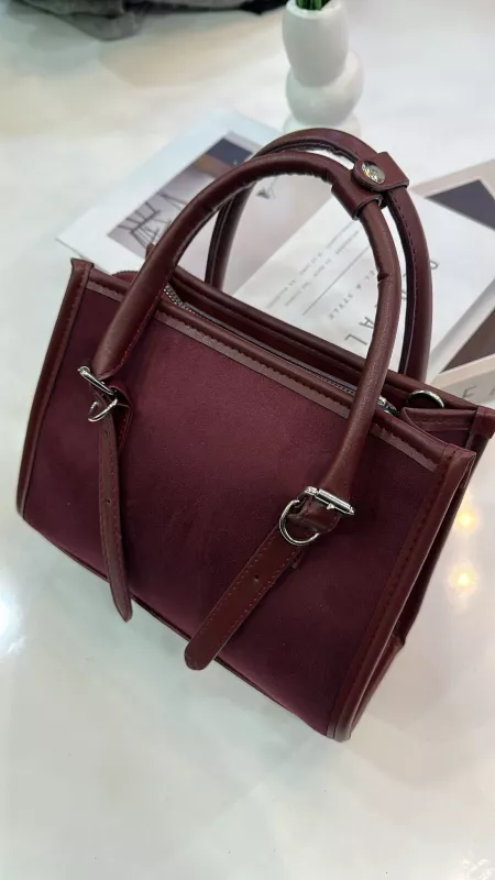 Bordo Süet Çanta