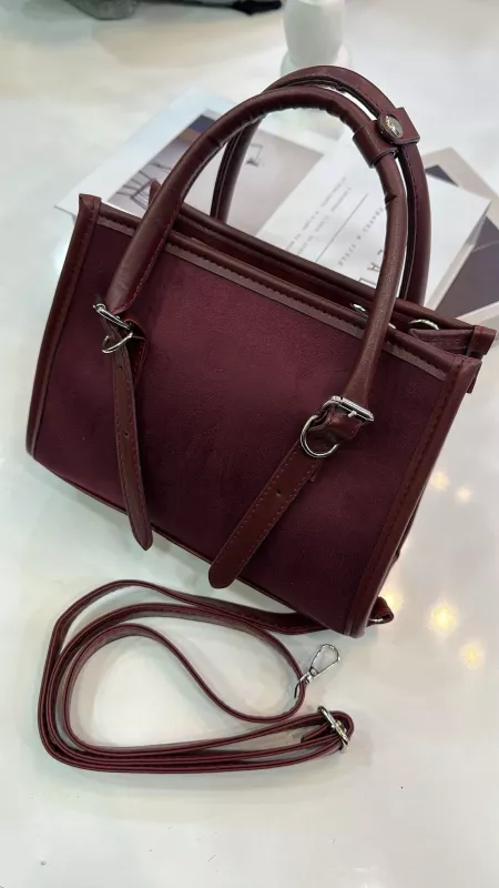 Bordo Süet Çanta