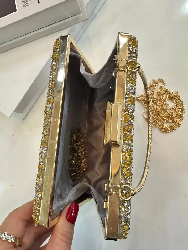Gold Taşlı Abiye Çanta