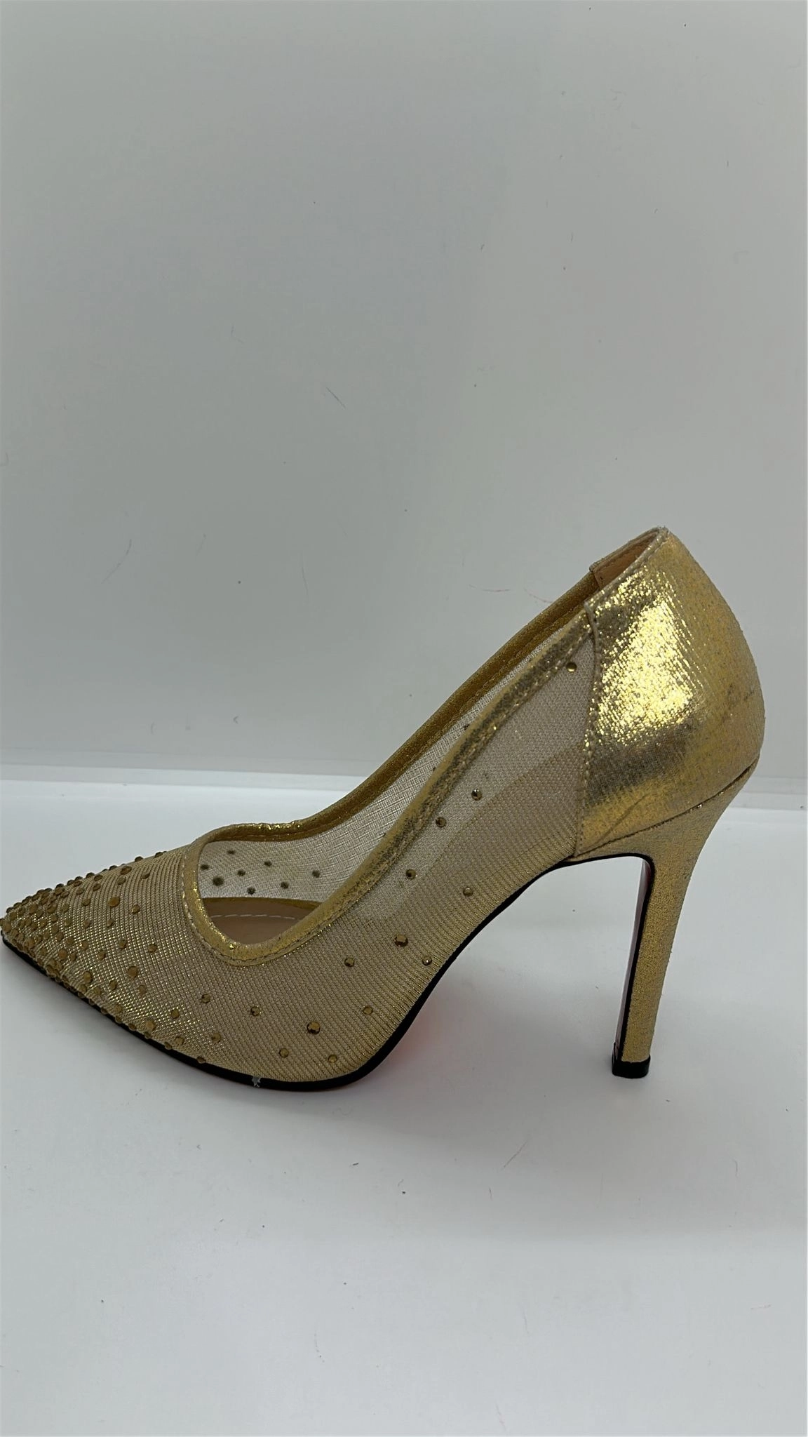 Gold Payetli Taşlı Stiletto
